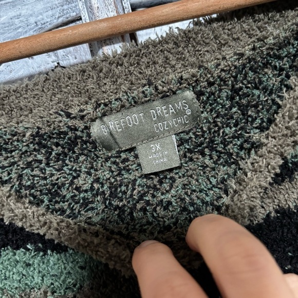 Barefoot Dreams Seaside Crew Neck Pullover Dark Green/Black Camo Sweater size 3X - Picture 6 of 8